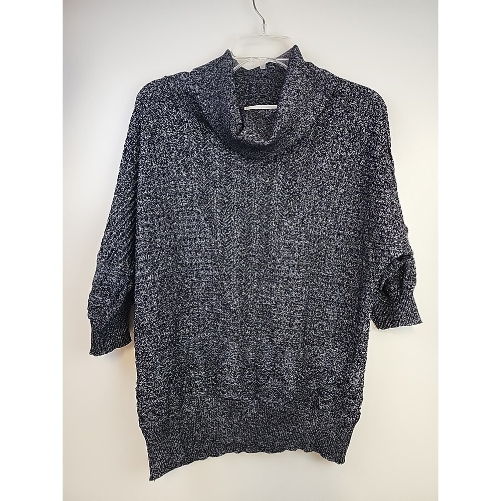 Cathy Daniels Womens XL Cowl Neck Sweater Black White Metallic Dolman Sleeve